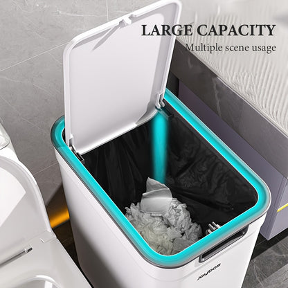 Joybos 2pcs White Narrow Slit Plastic Trash Can with Lid, Large Capacity, Simple Design Bathroom Waste Bin, Easy to Use Home Essential Garbage Basket