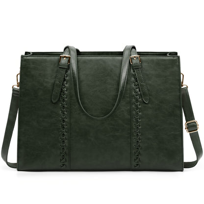 NUBILY Laptop Bag for Women 39.62 cm PU Leather Computer Work Bags Large Laptop Tote Bag Professional Business Office Briefcase Women Lightweight Shoulder Handbags, Brown