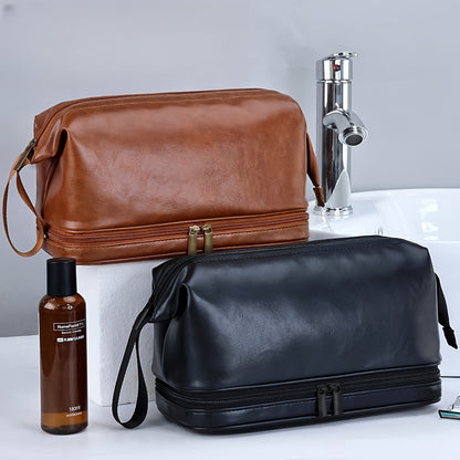 Customized Men's Fashion Travel Toiletry Bag PU Large Letter Toiletry Bag