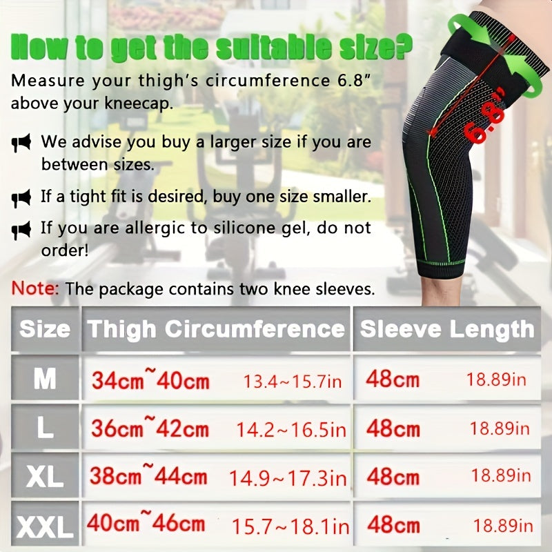 Two pairs of compression leg sleeves with elastic bands, suitable for both men and women, knee protectors, pressure sleeves for indoor and outdoor fitness, warm and breathable, perfect gift for family and friends, suitable fo