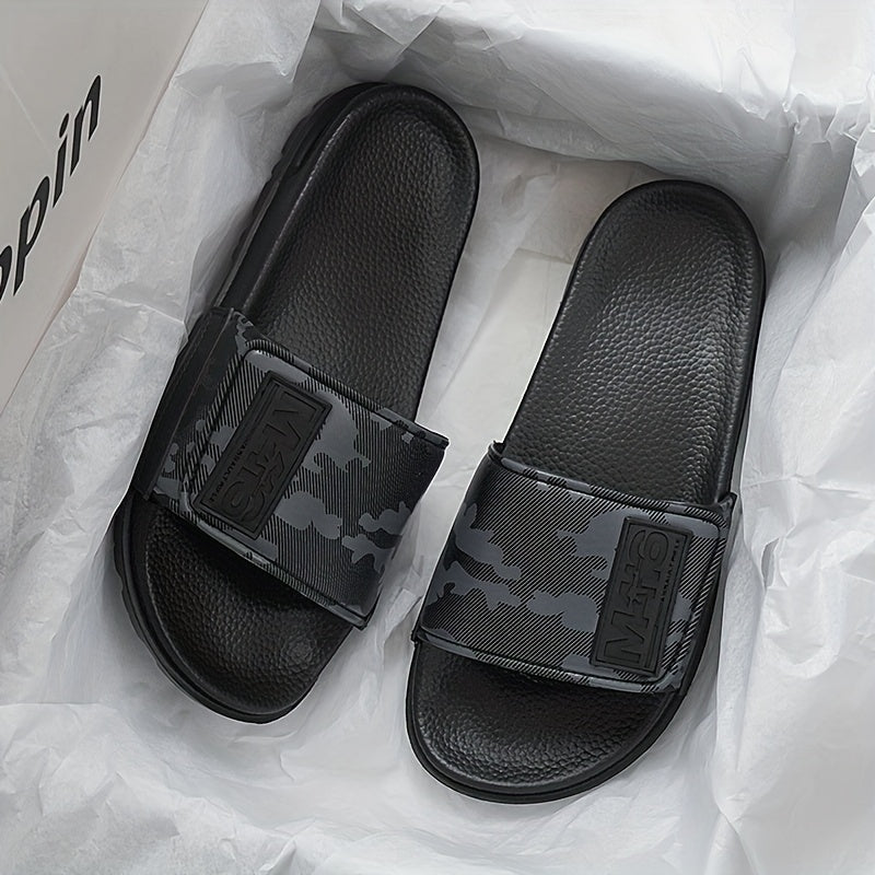 Sandálias leves de EVA para homem com estampado de letras - Calçado casual para praia e streetwear, conforto para todas as estações, ideal para atividades ao ar livre e uso diário, calçado desportivo | Textura elegante