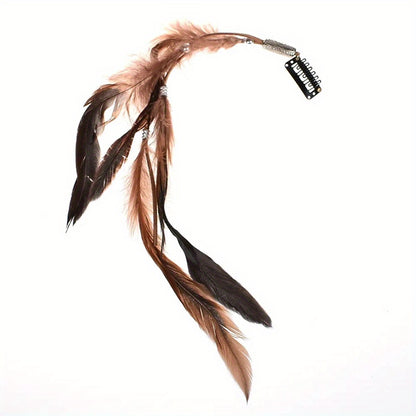 1pc Faux Feather With A Snap Clip Boho Style Feather Tassel Hair Extension Hair Clip For Women Daily Use