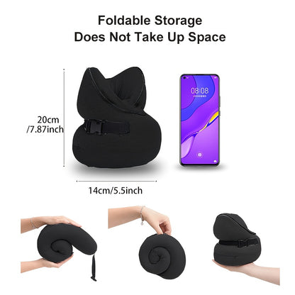 Travel Pillow- Neck Pillow Airplane, Size L for People Over 190, Unique Neck and Head Back Support Travel Pillow for Traveling Sleeping Airplanes, Filling, Black