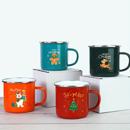 Christmas-Themed Enamel Coffee Mug - Red, Insulated Cup for Hot & Cold Beverages, Perfect Gift for Daughters, Nurses, Doctors, Friends, and Bosses