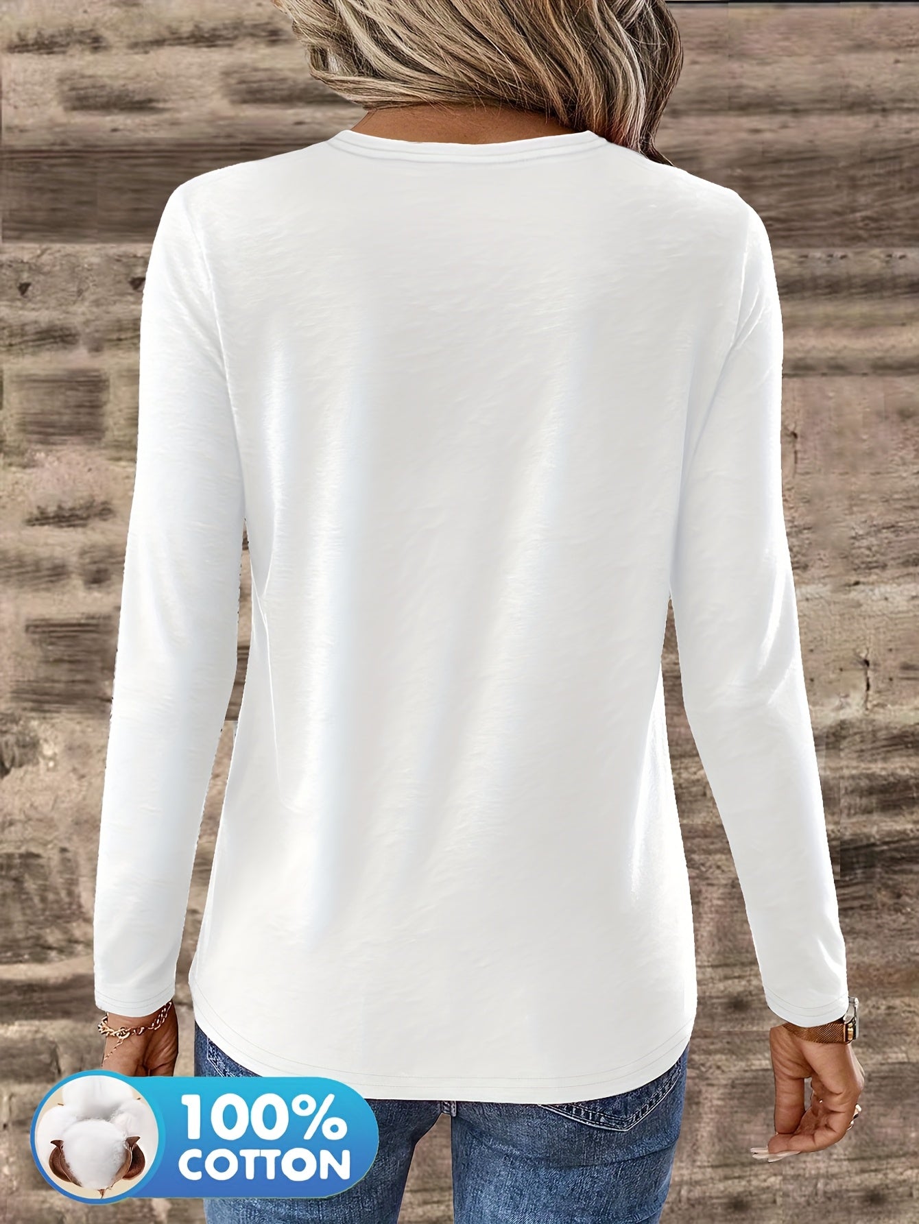 3pcs Women'S 100% V-Neck Long Sleeve T-Shirts - Soft, Durable, and Comfortable Casual Wear for All Seasons, Perfect for Holidays, Graduations, and Everyday Style, Everyday Comfort Wear | Minimalist Style | Soft Fabric Tee