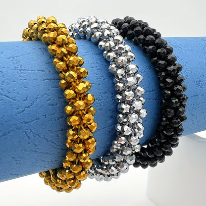 Esbbela 3pcs Bracelet Set Holiday Gift Beaded Artificial Crystal Stackable Strap Set with Elasticity Suitable for Women Men 16.51-20.32 cm Daily Vacation