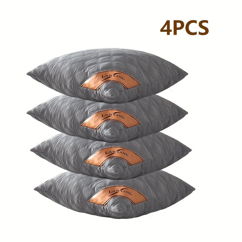 4pcs High-Quality Luxury Double-Sided Patterned Pillow Covers, Gray Polyester Sofa Cushion Covers with Zipper Closure, Machine Washable, Multi-Use for Home, Car, and Sofa Decor