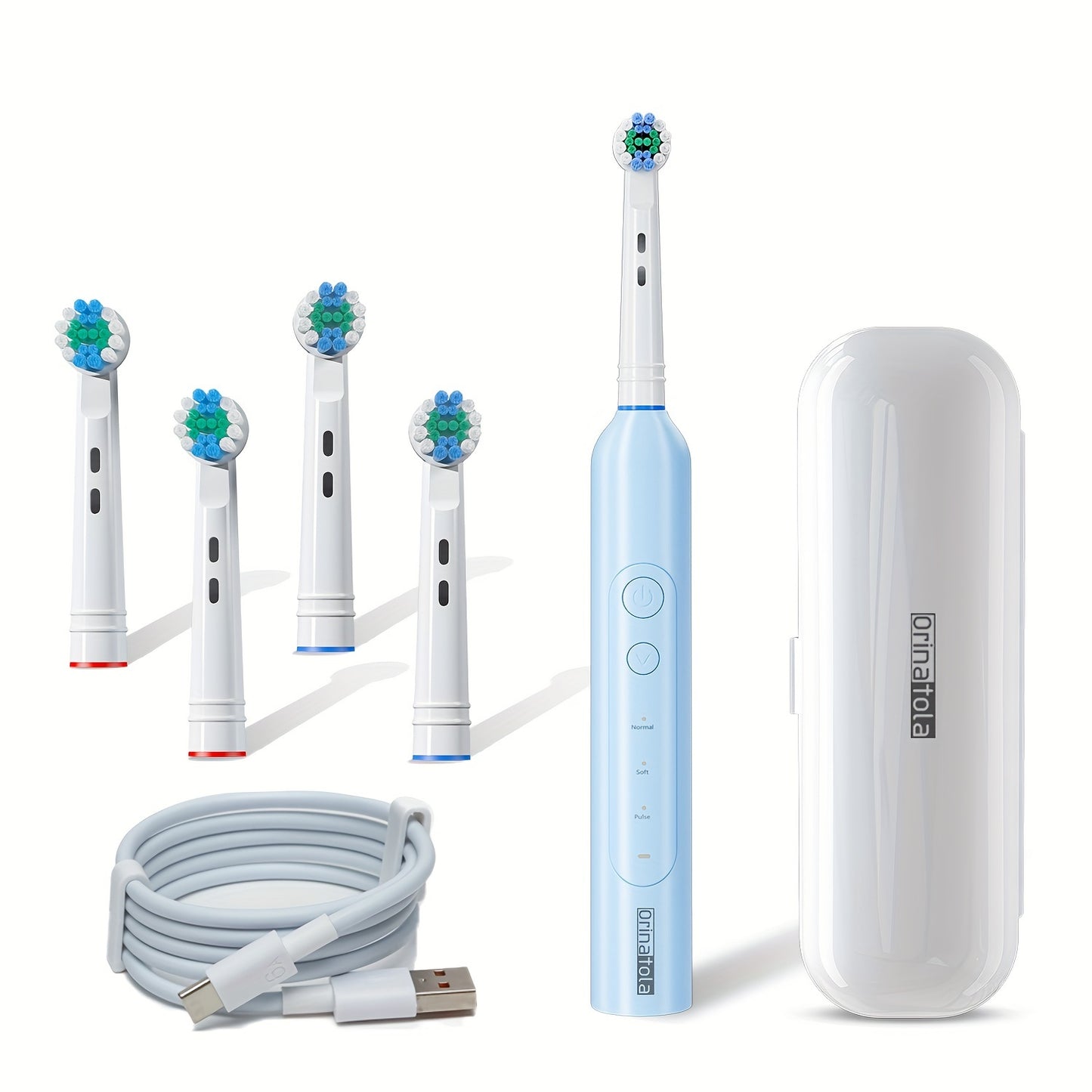 2 Pack Orinatola Electric Toothbrush, 8 Brush Heads, IPX7 Waterproof, 2 Travel Cases, 3 Rotating Cleaning Modes, USB C Fast Charging, 2 Minutes Smart Timer, A Good Gift for Yourself And Your Family, Personal Care Electronics,