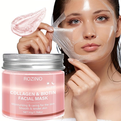 Collagen biotin day and night facial mask contains rich collagen essence, protects Light Beige, moisturizes and smoothes, injects source moisture, vitality and radiance into Light Beige