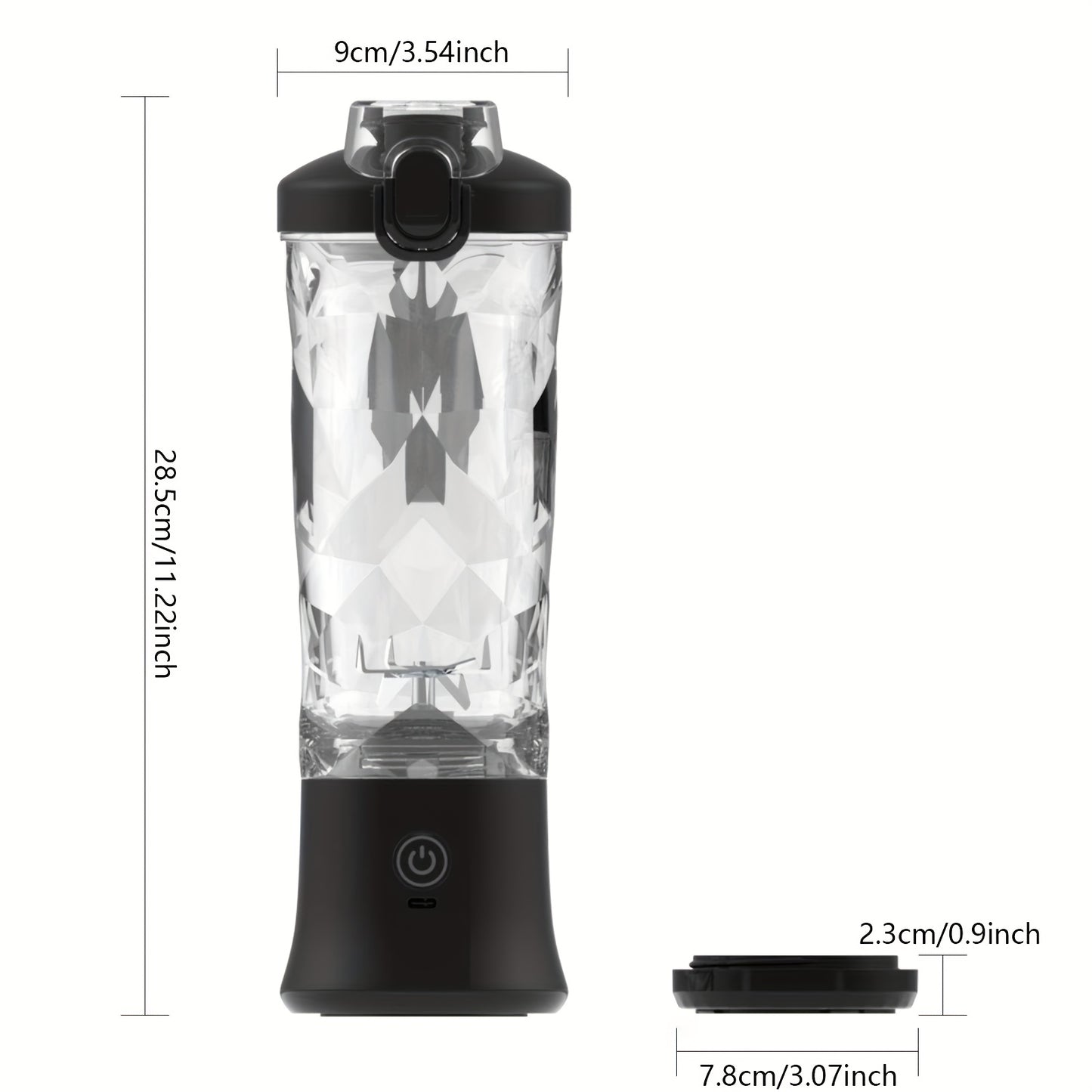 1pc,20oz Portable Blender with USB Rechargeable Battery, Dual Modes for Smoothies and Fresh Juice, Compact Design for On-the-Go Nutrition