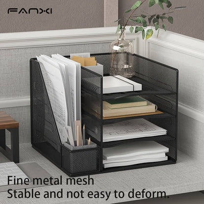 Iron Paper Organizer, Letter Tray, Document Data Bookend, Desk File Organizer, for Office, Home or School