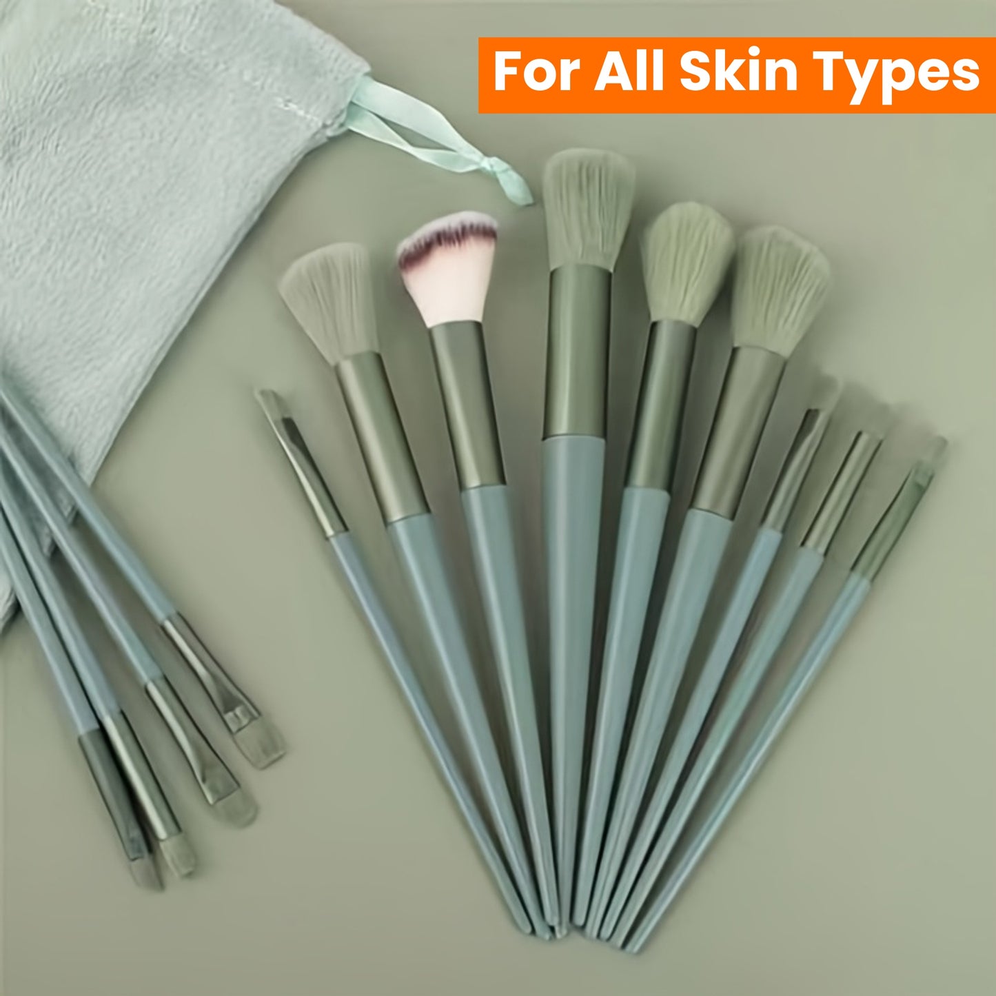 Luxurious 13pcs Makeup Brush Set With Soft Synthetic Bristles - Includes Travel Pouch, Fragrance-Free For All Skin Types