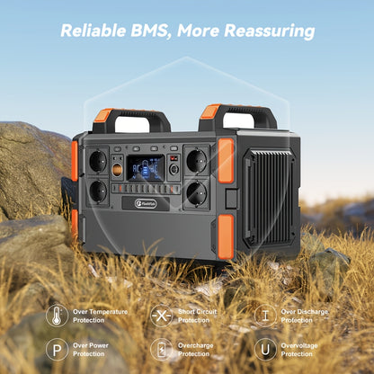 1000W Lifepo4 Battery Solar Power Generator 1041.6Wh 230V (2000W Surge) Emergency LFP Battery Power Generator with 4*AC Solar Power Station, 19 output socket Portable Power Station for Emergency/Outdoor camping/RV/Home/Comput