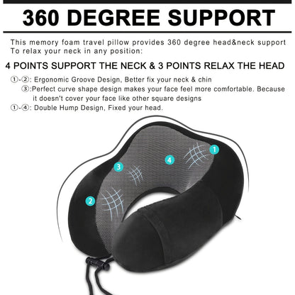 Camel Shape Pure Neck Pillow, Machine Washable, Detachable, Comfortable and Breathable, Travel Set with Adjustable Buckle, 3D Contour Eye Mask, Earplugs and Storage Bag, Very Soft Fit for Body, Good Supportive Travel Neck Pil