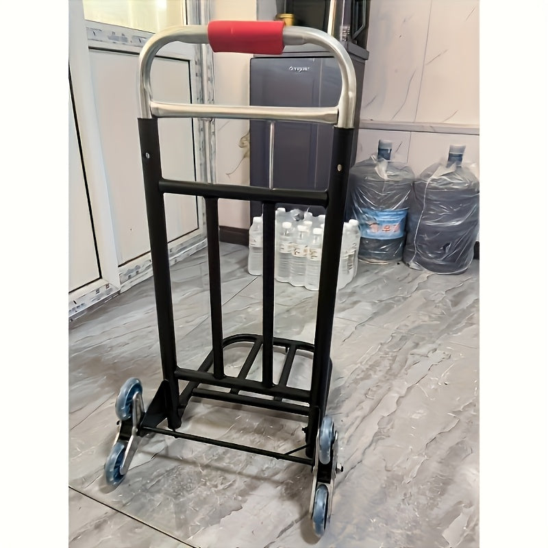 1pc Iron Folding Dolly Cart with Rubber Wheels - Portable Stair Climbing Design, Easy Lift & Carry, Effort-Saving for Moving and Shopping