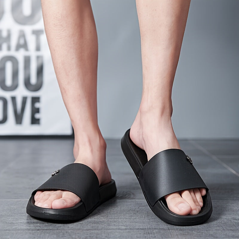 Men's Fashion Slides, Casual Non Slip Slippers, Open Toe Shoes For Indoor Outdoor Beach Shower, Spring And Summer