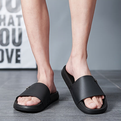 Men's Fashion Slides, Casual Non Slip Slippers, Open Toe Shoes For Indoor Outdoor Beach Shower, Spring And Summer