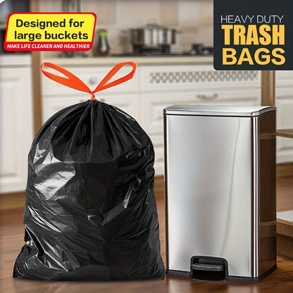 20/50/100pcs Heavy Duty Leakproof Trash Bags with Drawstring Closure - Extra Thick, Tear-Resistant, for Kitchen, Home, Restaurant, Commercial Use - Compatible with Trash Cans & Bins - (20/50/100 Count), Restaurant Waste Dispo