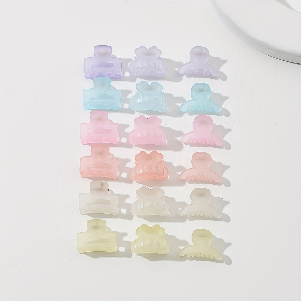 18PCS Rubber Frosted Black Square Hair Claw Mini Small Hair Clip Simple Hair Accessory Female