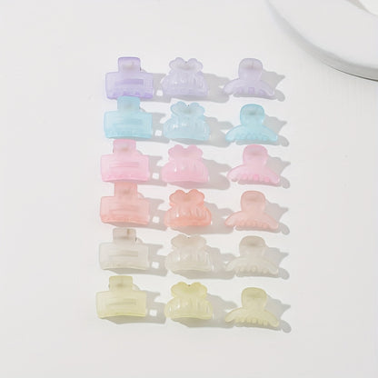 18PCS Rubber Frosted Black Square Hair Claw Mini Small Hair Clip Simple Hair Accessory Female