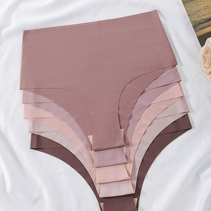 Conjunto de 5 cuecas de cintura subida sem costuras em cores sortidas, lingerie feminina.