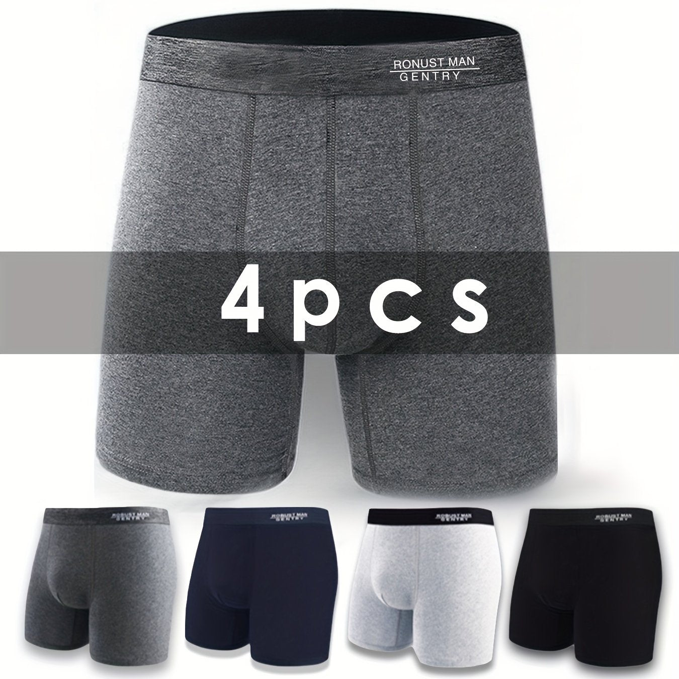 4 pairs of cotton lengthened Men's underwear anti-wear legs comfortable breathable not easy to strangle sports boxer boxer underwear, Boxers for Men Plus Size, Long Leg Underwear for Men, Boxer Shorts for Men, Athletic, Daily