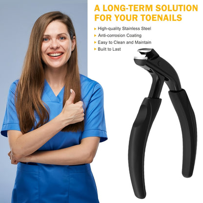 Professional Toenail Clippers for Ingrown and Seniors Thick Toenails - Heavy Duty Podiatrist Toe Nail Cutter, Easy Grip Handle Stainless Steel Fingernails clippers Sharp Curved