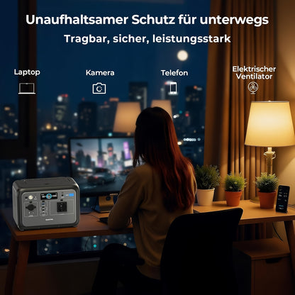 OUKITEL P800 Portable Power Station - 512Wh Solar Generator with 800W AC Output, 1600W Surge, 0.9H Fast Charge, LiFePO4 Battery, USB-C PD 100W, European Plug - For Camping, Rv, Emergency Power Supply, Outdoor, Traveling, Fish