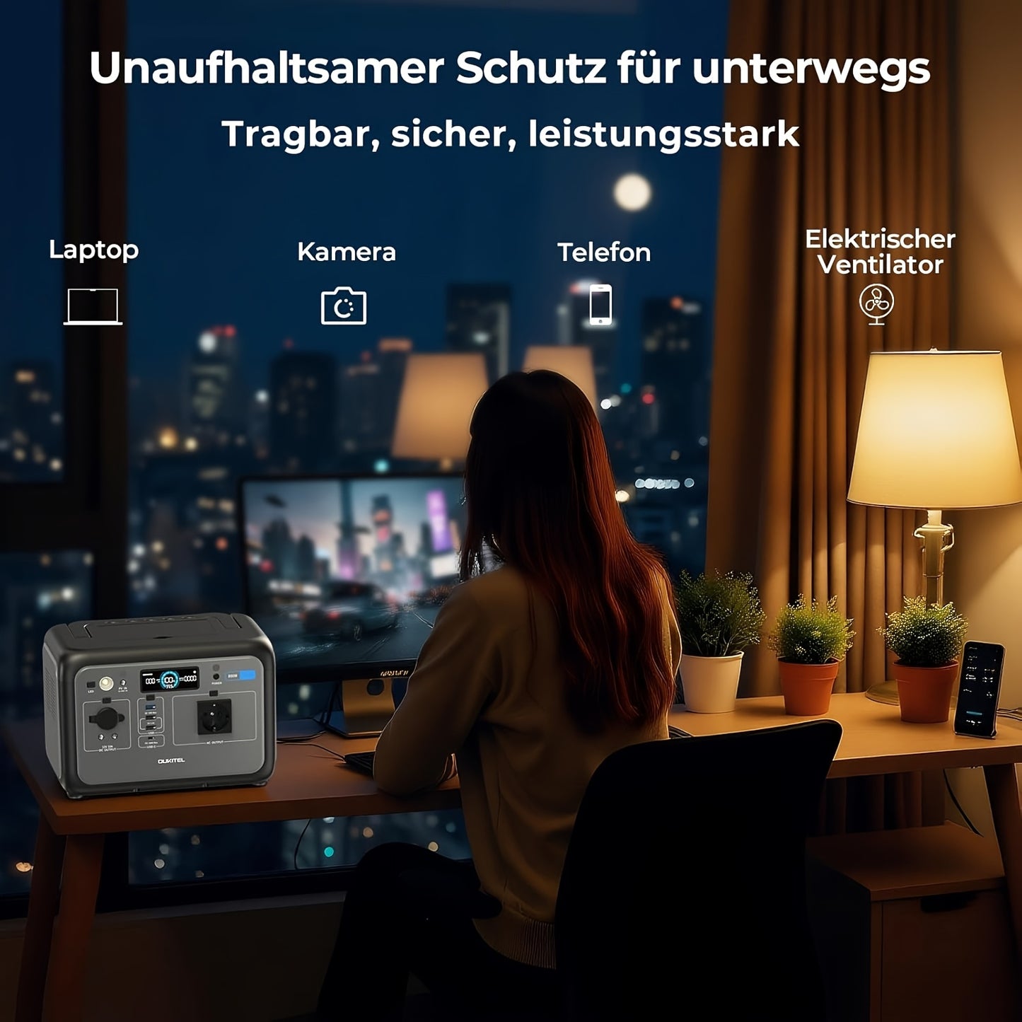 OUKITEL P800 Portable Power Station, 512Wh Solar Generator (w/Lithium Lron Phosphate), 800W(Surge 1600W) AC Output/Sine Wave 230V, 0.9 Hour Fast Charge, PD100W For Camping/RV Emergency Power Supply, For RV, Car, Outdoor, Camp