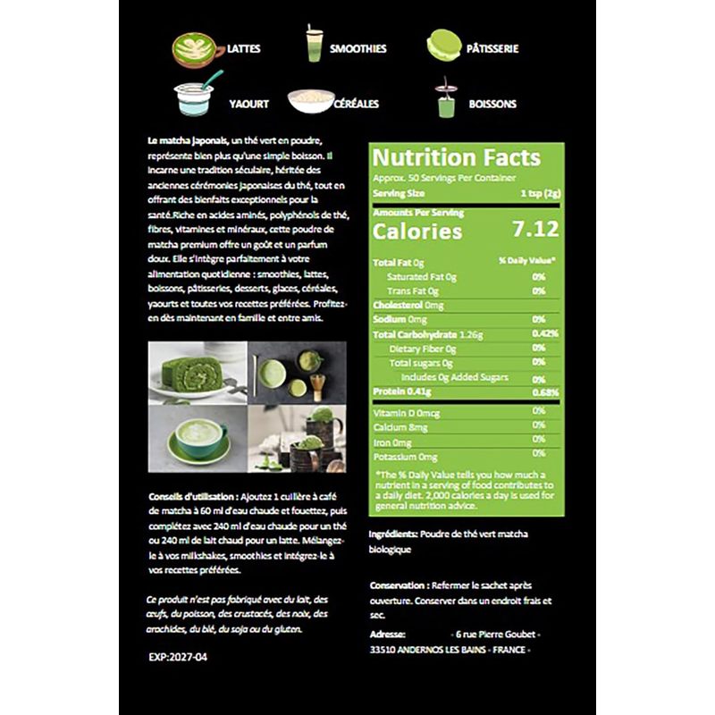 Premium JapaneseMatcha Tea Powder, 100g, Green Tea, High Quality