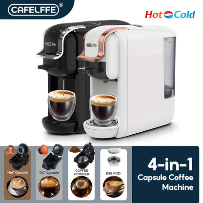 Máquina de café multifuncional em cápsulas CAFELFFE | Máquina de expresso italiana | Uso quente e frio | Aquecimento rápido | Compatível com cápsulas NES, DG e ESEpod | Máquina de café automática para casa e escritório | Ótima opção de presente para D