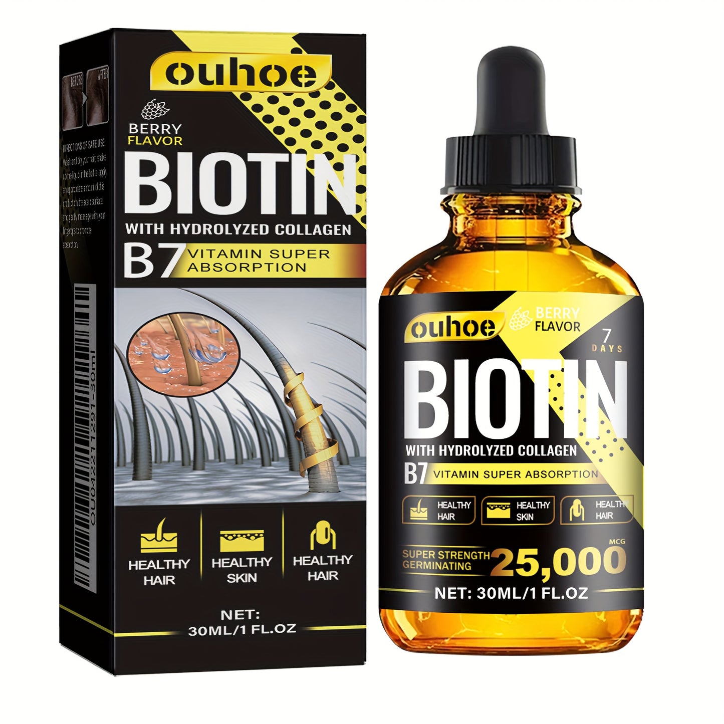 30ml Biotin Hair Essential Oil - Pure Liquid Vitamin For Healthy Hair Shine - For Men And Women