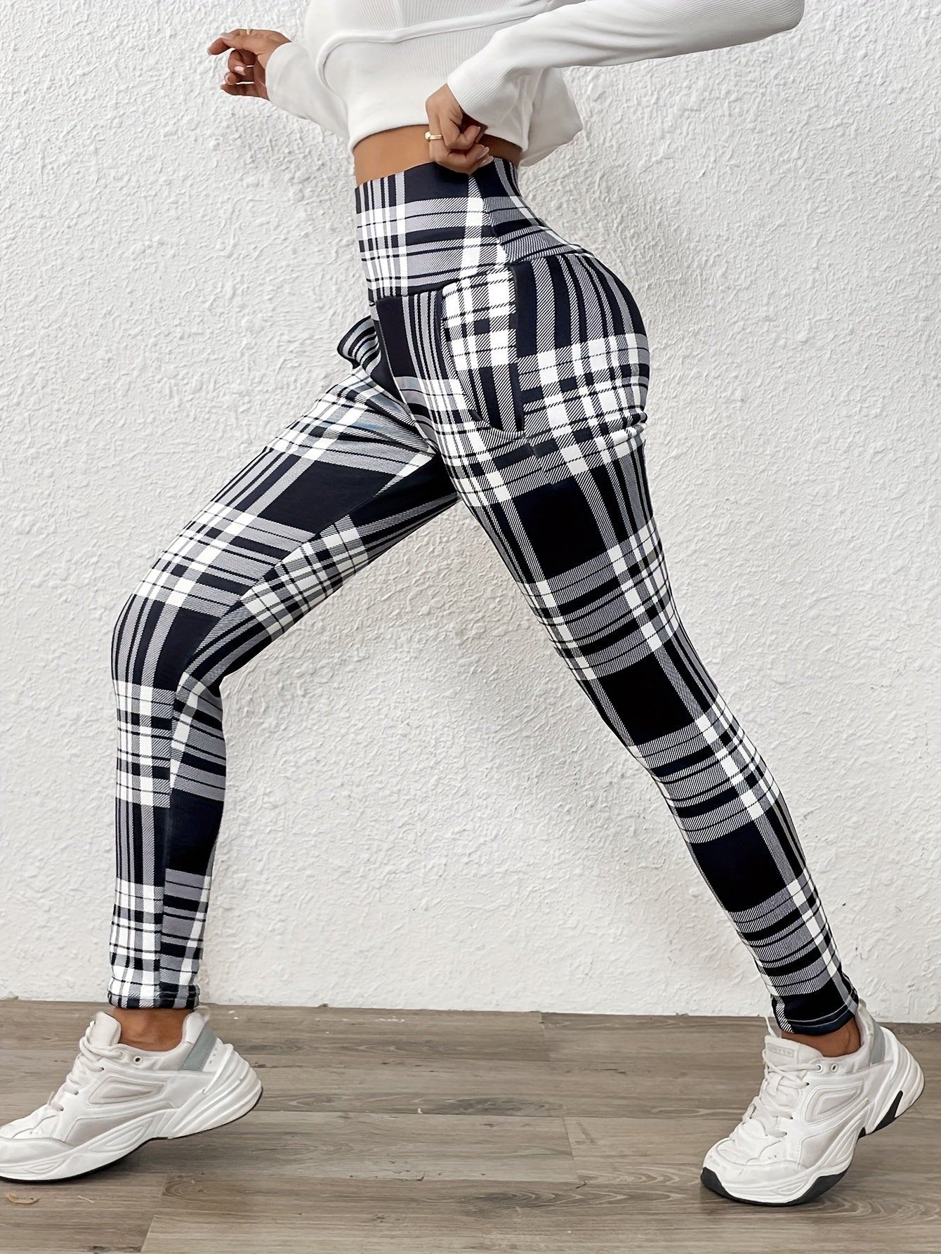 Women'S Thick Fleece-Lined High-Waisted Leggings with Pockets - Cozy Winter Trousers, Elastic Waistband, Straight-Leg Design, All-Season Comfort, Casual Wear
