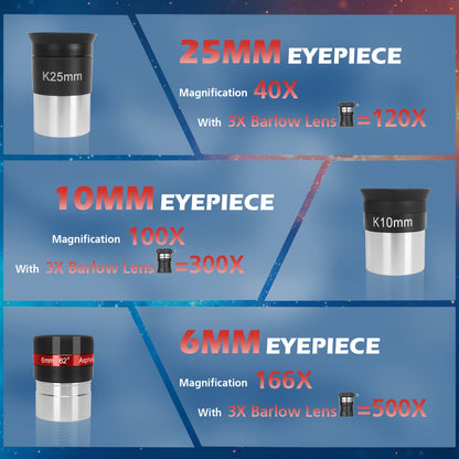 Telescópio refrator profissional com ampliação de 450x, abertura de 90 mm, revestimento completo de 900 mm, alta transmitância, montagem AZ e suporte para telemóvel para observação da lua, pássaros e estrelas - Presente ideal para o Natal e aniversários.