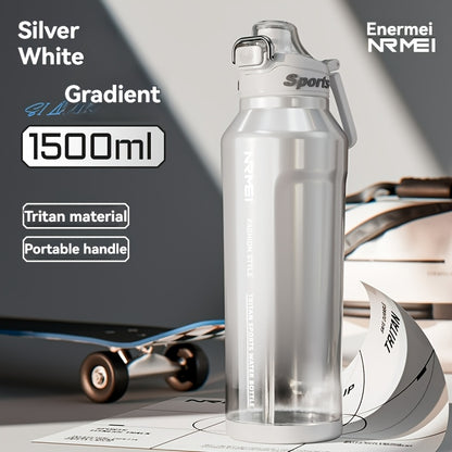 Garrafa de água desportiva NRMEi com palhinha, tampa flip-top e pega portátil - Design durável, resistente a impactos e antiderrapante para ginásio, atividades ao ar livre e hidratação. Acabamento brilhante e elegante. Material livre de BPA.