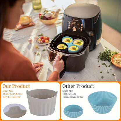 6pcs Air Fryer Egg Moulds, Silicone Ramekins for Air Frye, Air Fryer Egg Poacher, Silicone Egg Poacher for Microwave Air Fryer Stovetop Egg Cooking, Non-Stick Bpa-Free, Dishwasher Safe