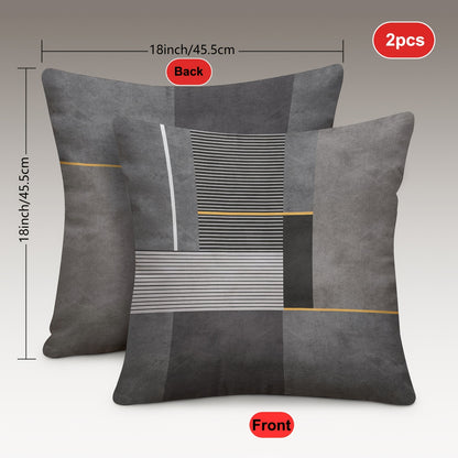 2pcs Modern Geometric Throw Pillow Covers, 45.72x45.72 cm, Dual-Sided Design, Soft Polyester, Zip Closure - Perfect for Living Room & Bedroom Decor (Inserts Not Included)