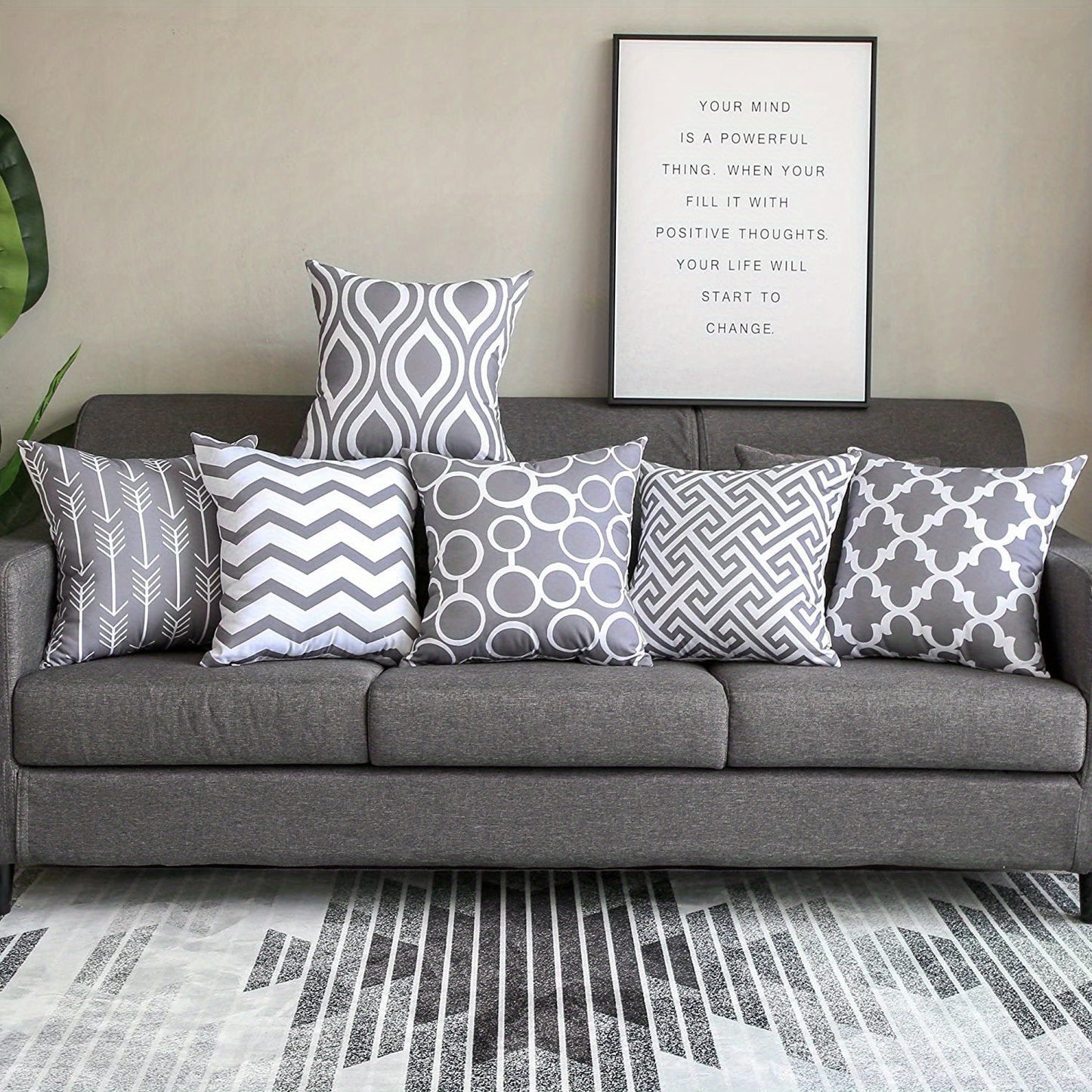 Set of 6pcs, linen blend pillow cover, sofa cushion cover, 45 x 45cm,17.71x17.71inch, six piece set