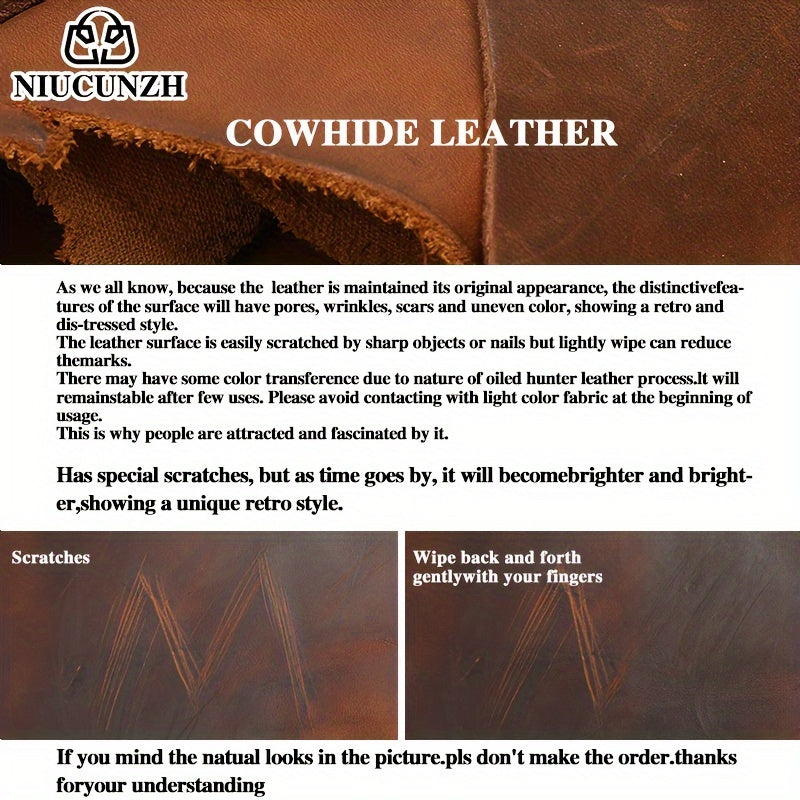NIUCUNZH Men's Vintage Genuine Leather Tote Bag, Top Layer Cowhide, Large Capacity Shoulder Bag for Going Out, Briefcase Style Handbag, Maintenance Free