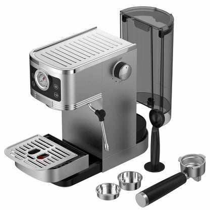 Espresso Machine CM1660B with 20 Bar Ulka Pump - Sieve Carrier Machine with Milk Frother, 1350W, 1.3L Water Tank - Compact Coffee Machine for Home