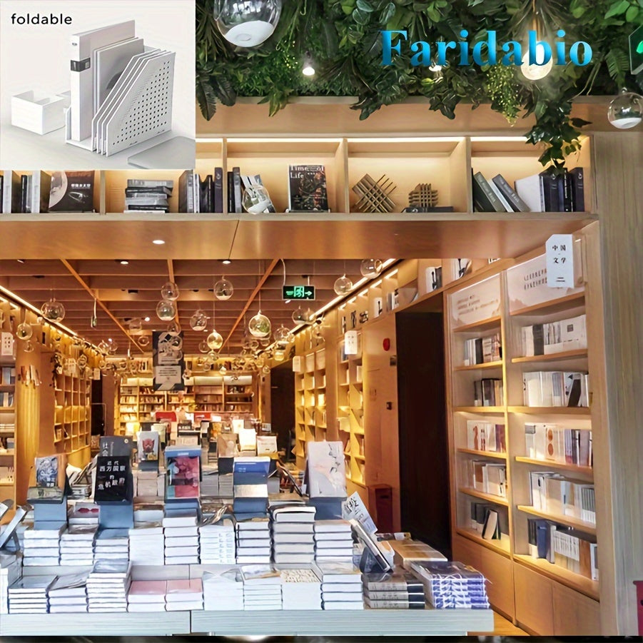 Caixa organizadora retrátil com 4 compartimentos para livros e arquivos: ideal para organizar documentos, arquivos e outros artigos essenciais de escritório, material escolar e decoração.