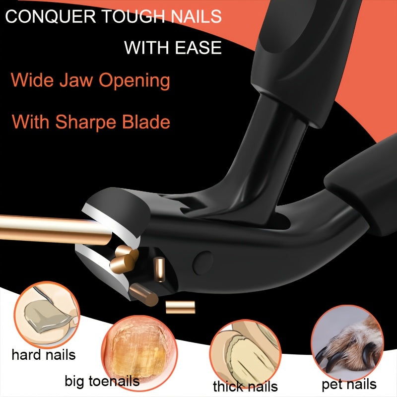 Professional Toenail Clippers for Ingrown and Seniors Thick Toenails - Heavy Duty Podiatrist Toe Nail Cutter, Easy Grip Handle Stainless Steel Fingernails clippers Sharp Curved