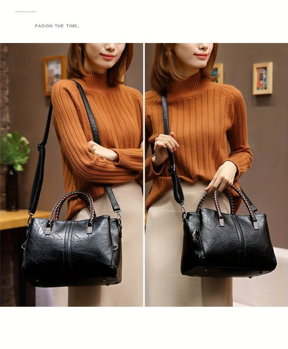 Big Bag 2025 Four Seasons Versatile Handbag Fashion Office Bag Texture Soft Boston Single Shoulder Crossover Large Capacity Women's Bag