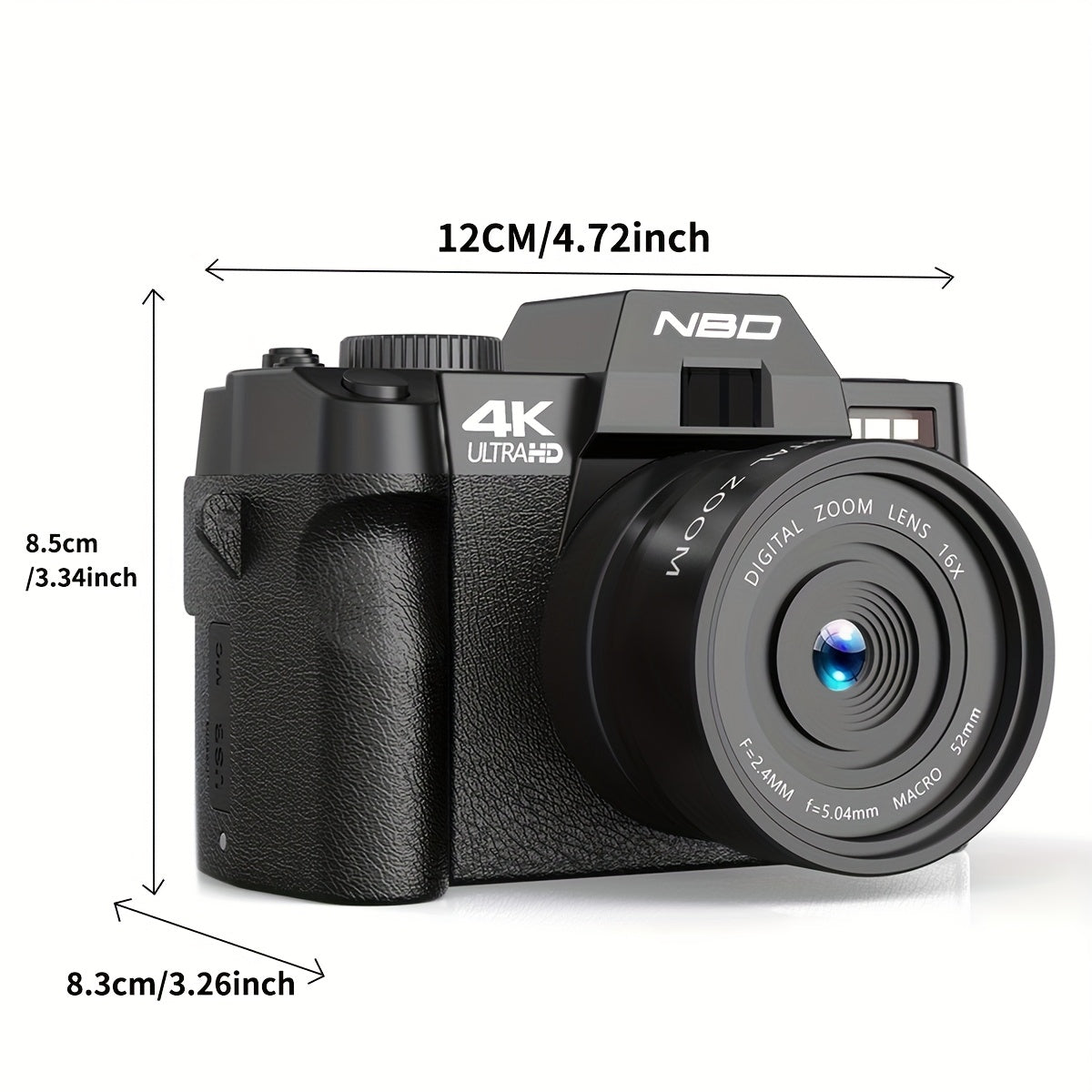 NBD 48MP Digital Cameras for Photography with WiFi & App Control, 4K Autofocus Vlogging Camera for YouTube with 16X Zoom, Anti-Shake, 32GB TF Card, Dual Batteries, 52mm Wide Angle & Macro Lens
