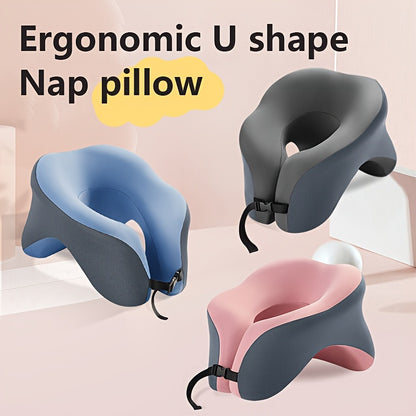 1pc Ergonomic U-Shaped Nap Pillow –, Portable & Machine Washable, Comfortable for Office, Student, and Travel Use, Available in Blue, Gray, Pink