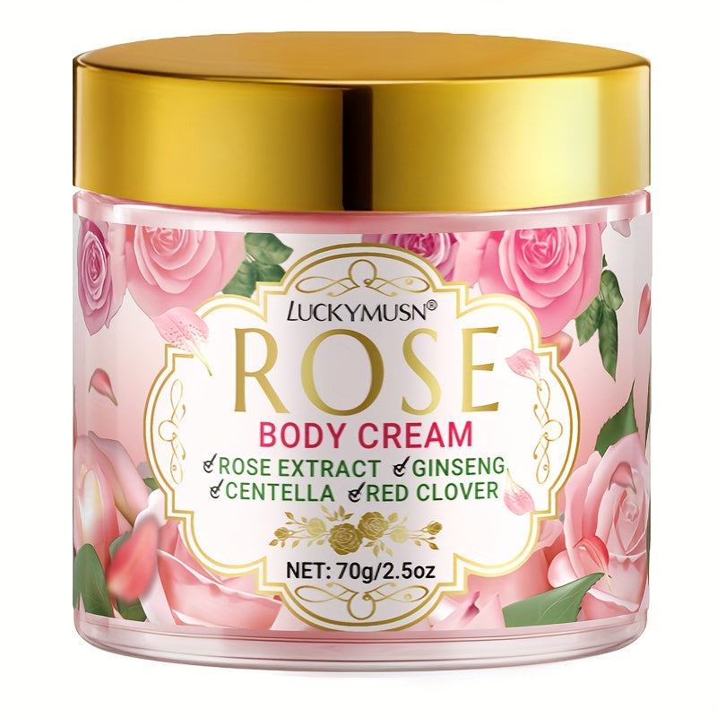 LUCKY MUSN Rose Body Lotion - Long-Lasting Fragrance, Deep Moisturizing & Brightening Formula with Ginseng, Lavender, and Vitamin E - Elegant Floral Design for Face, Neck, Underarms, Body - 70g, Light Beige Care, Elegant Pack