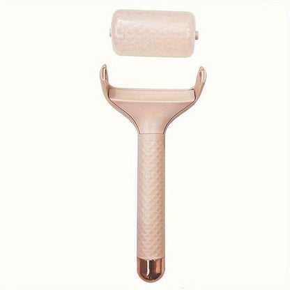 1pc Pink Portable Ice Roller for Skin Care & Lifting - Ergonomic Hand-Held Massager with Golden Textured Grip, Firming And Cleansing, No Battery Operation Required - Perfect for Anti-Aging And Smooth Skin