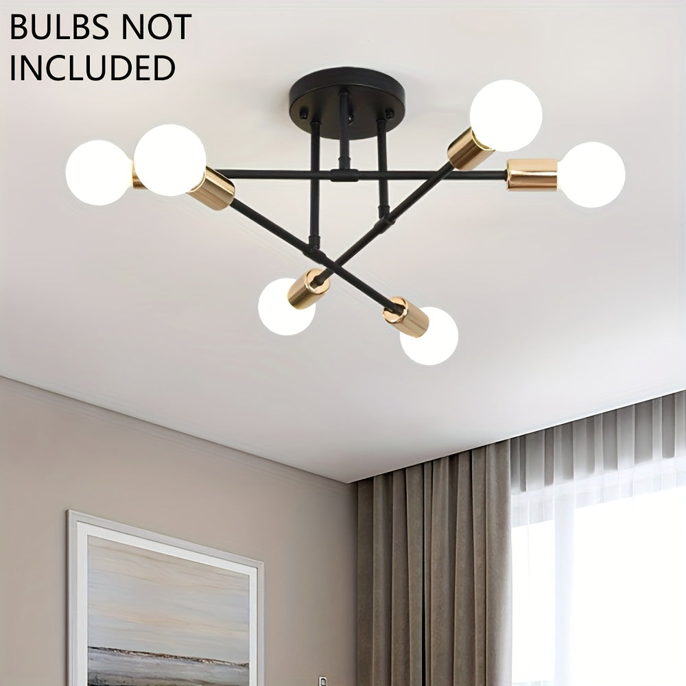 A Modern Artificial Satellite Chandelier with 6 Light Ceiling Fixtures, Featuring E27/E26 Bulb Sockets, Suitable for Bedrooms, Dining Rooms, Kitchens, And Offices.