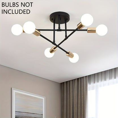 A Modern Artificial Satellite Chandelier with 6 Light Ceiling Fixtures, Featuring E27/E26 Bulb Sockets, Suitable for Bedrooms, Dining Rooms, Kitchens, And Offices.
