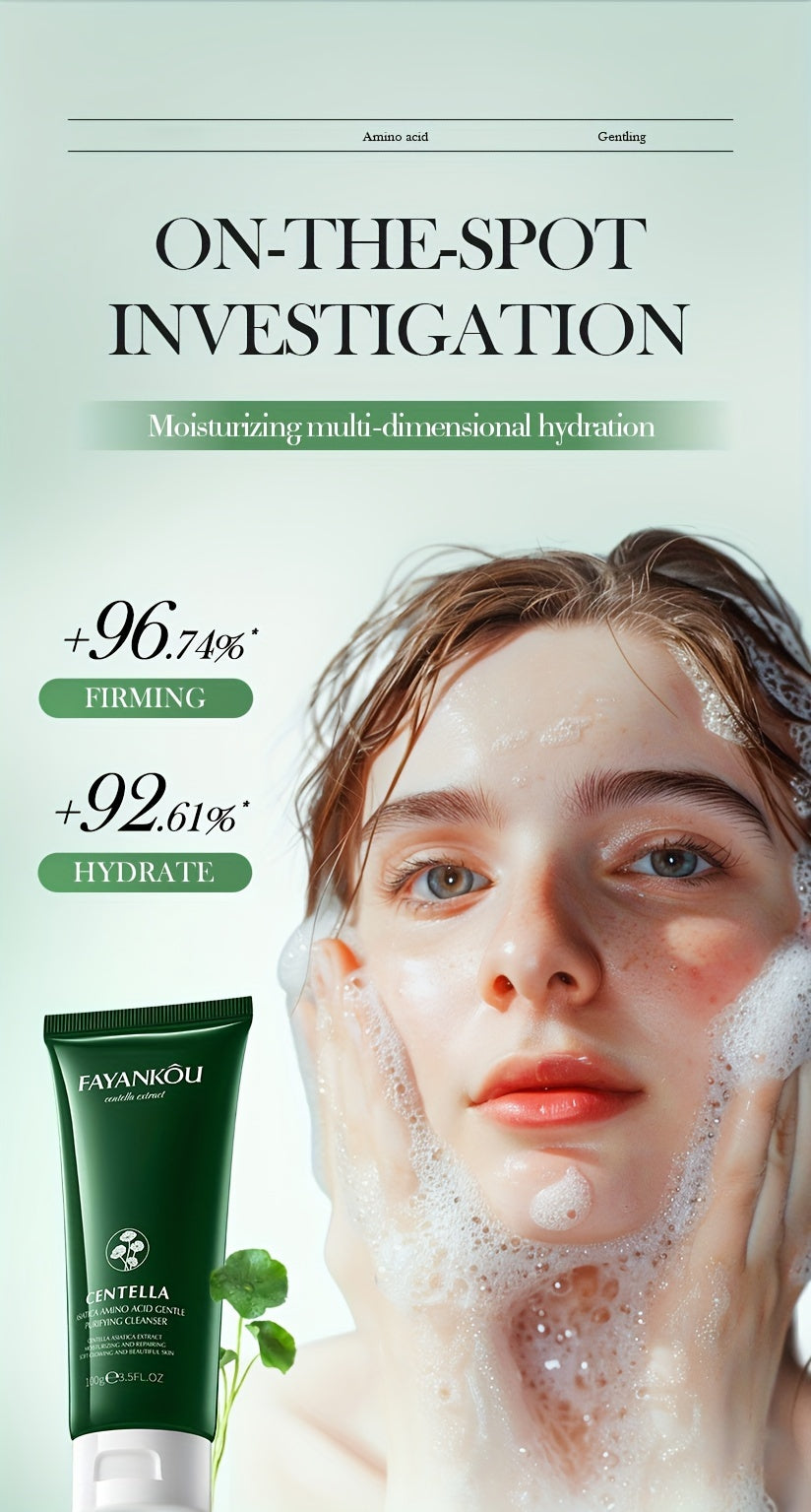 Centella Asiatica Amino Acid Facial Cleanser 100g - Gentle, Deep Cleansing & Moisturizing for Smooth, Radiant Skin | Oil Control, Hyaluronic Acid Infused, Fragrance-Free